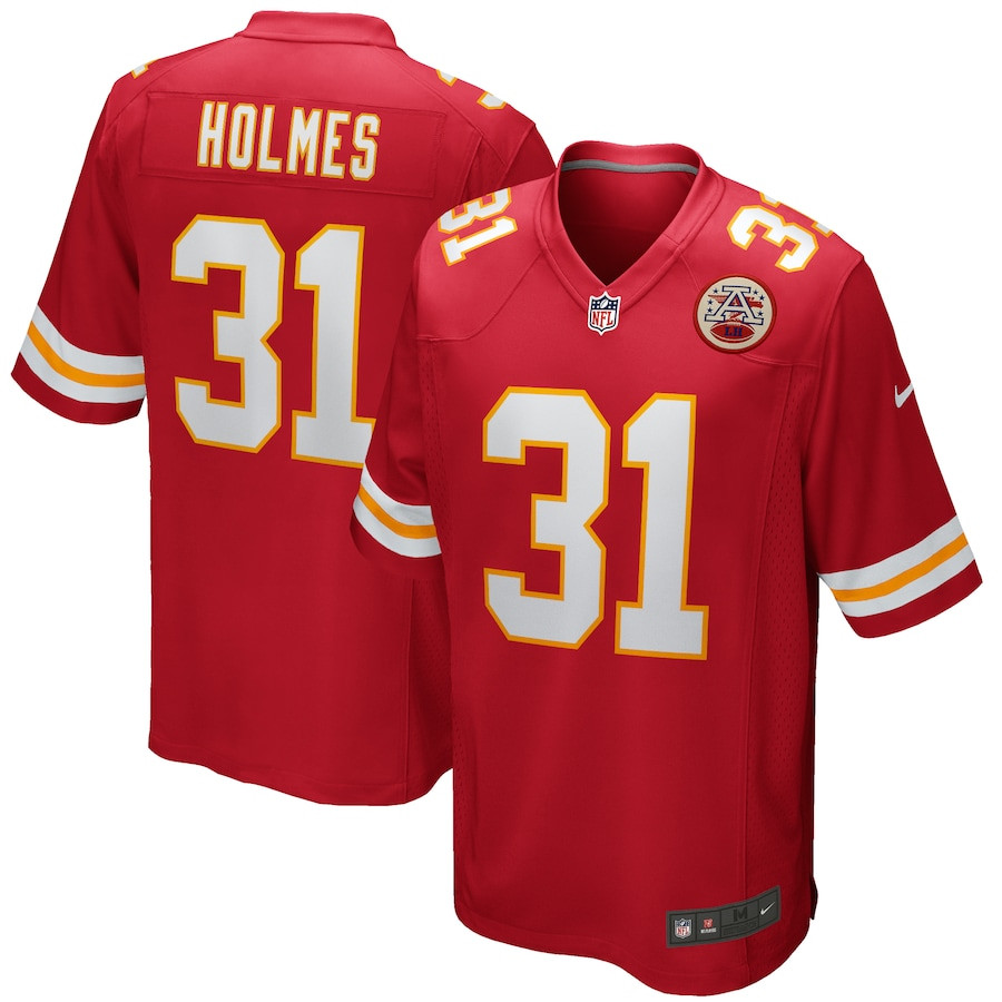 Priest Holmes 31 Kansas City Chiefs Game Retired Red NFL Jersey Men's