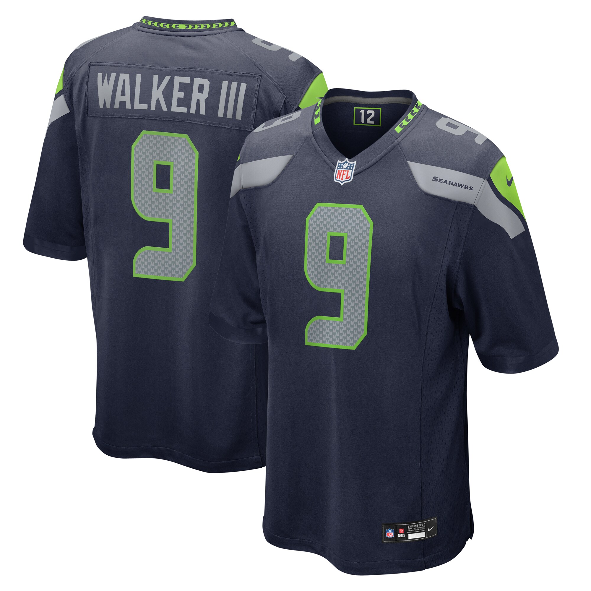 Seattle Seahawks Kenneth Walker III College Navy Team Game NFL Jersey Men's