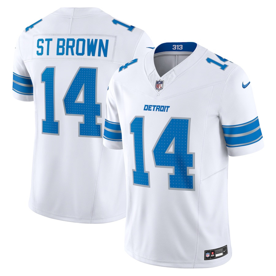 Amon-Ra St. Brown 14 Detroit Lions Vapor F.U.S.E. Limited White NFL Jersey Men's