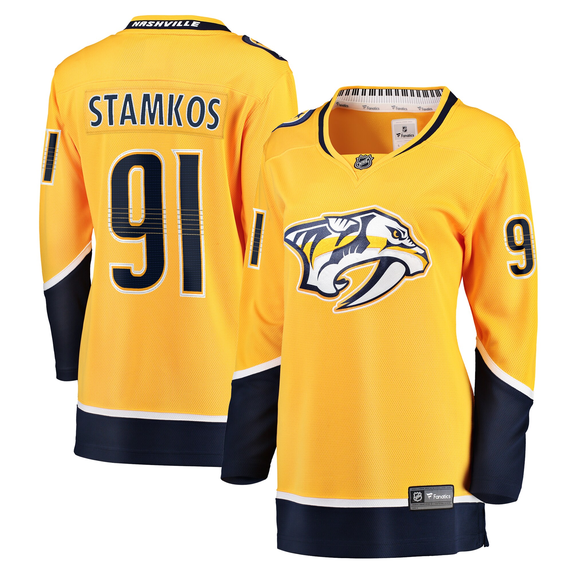 Nashville Predators Steven Stamkos Gold Home Premier Breakaway Player NHL Jersey Women's