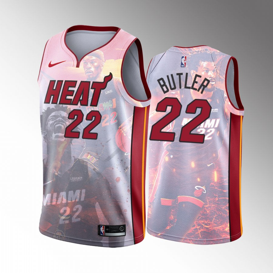 Jimmy Butler 22 Buckets Highlights Miami Heat White Printing Special NBA Jersey Men's