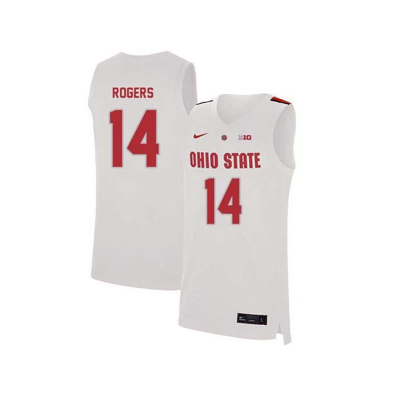 14 Alex Roger White Elite Ohio State Buckeyes NCAA Jersey Men's
