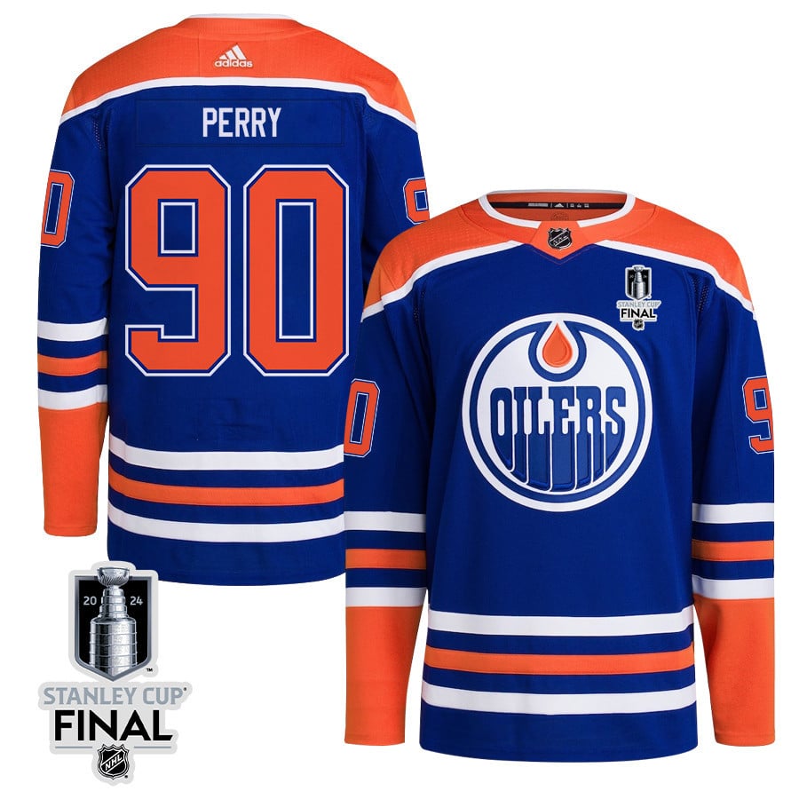Corey Perry 90 Edmonton Oilers 2024 STANLEY CUP Final Home Primegreen Royal NHL Jersey Men's