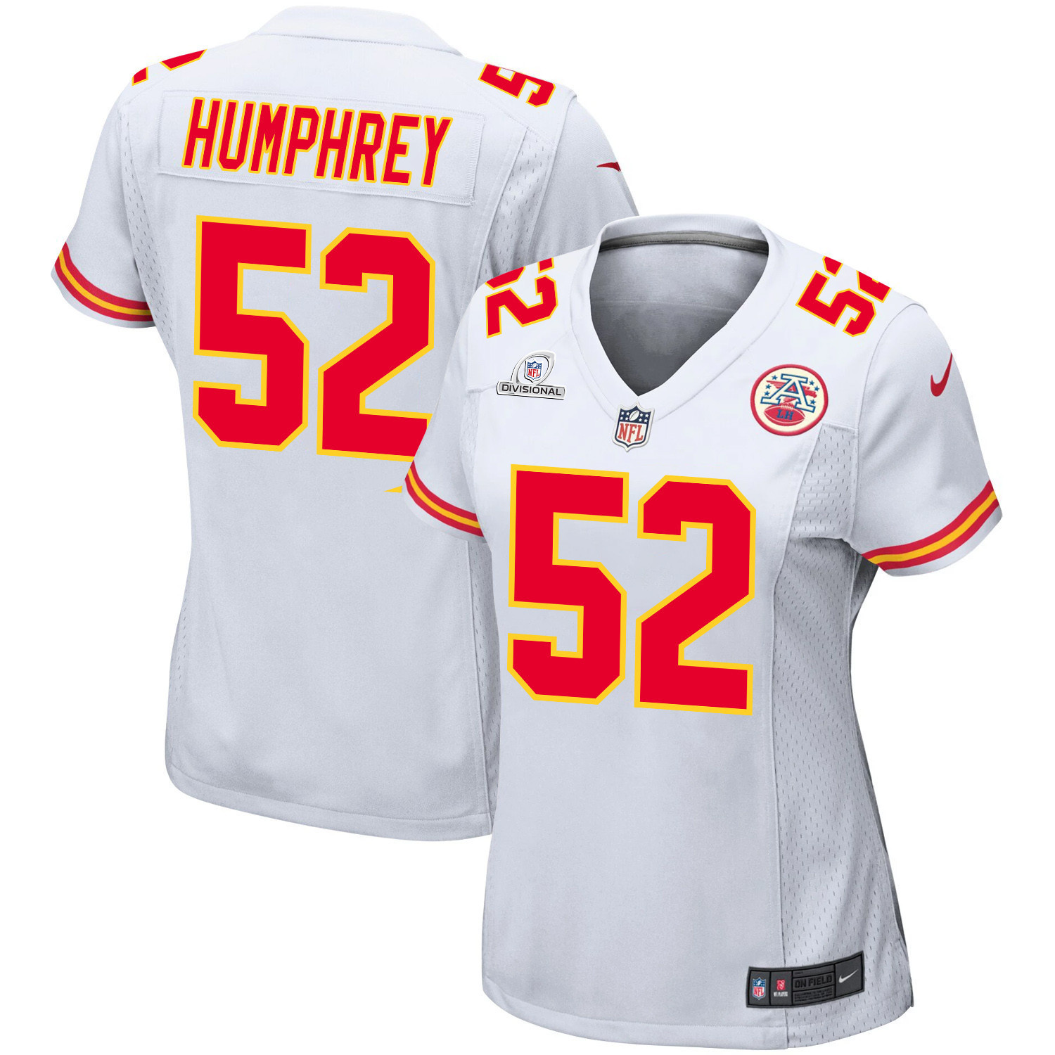 Creed Humphrey 52 Kansas City Chiefs Super Bowl LVIII Patch Game White NFL Jersey Women's