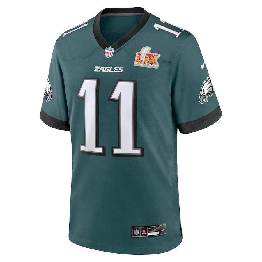 A.J. Brown 11 Philadelphia Eagles Super Bowl LIX Game Player Midnight Green NFL Jersey Men's
