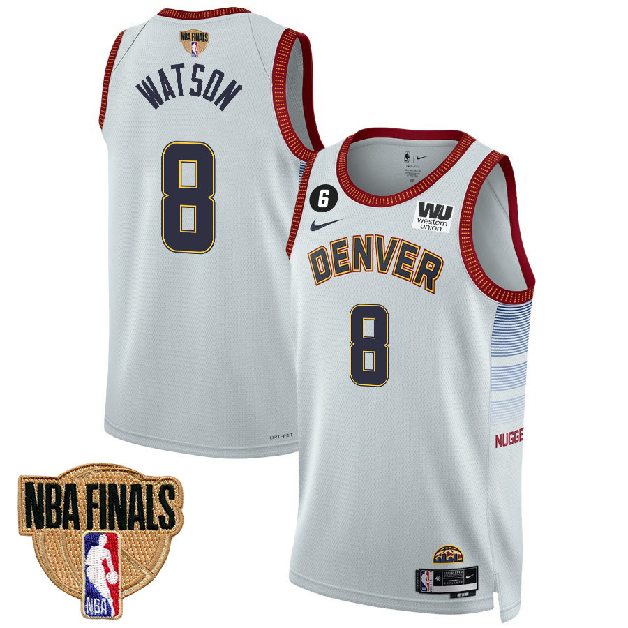 Peyton Watson 8 Denver Nuggets Final Champions 2023 Swingma White NBA Jersey Youth