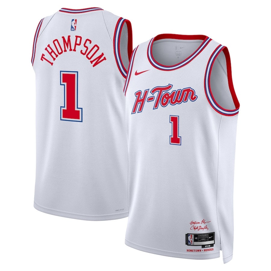 Amen Thompson 1 Houston Rockets 2023/24 City Edition Swingman White NBA Jersey Men's