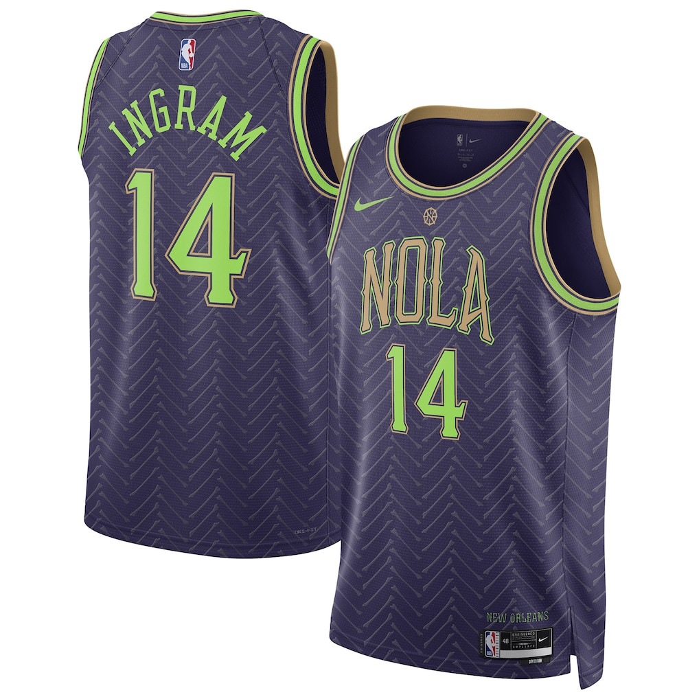 Brandon Ingram 14 New Orleans Pelicans Unisex 2024/25 Swingman Player City Edition Purple NBA Jersey Unisex