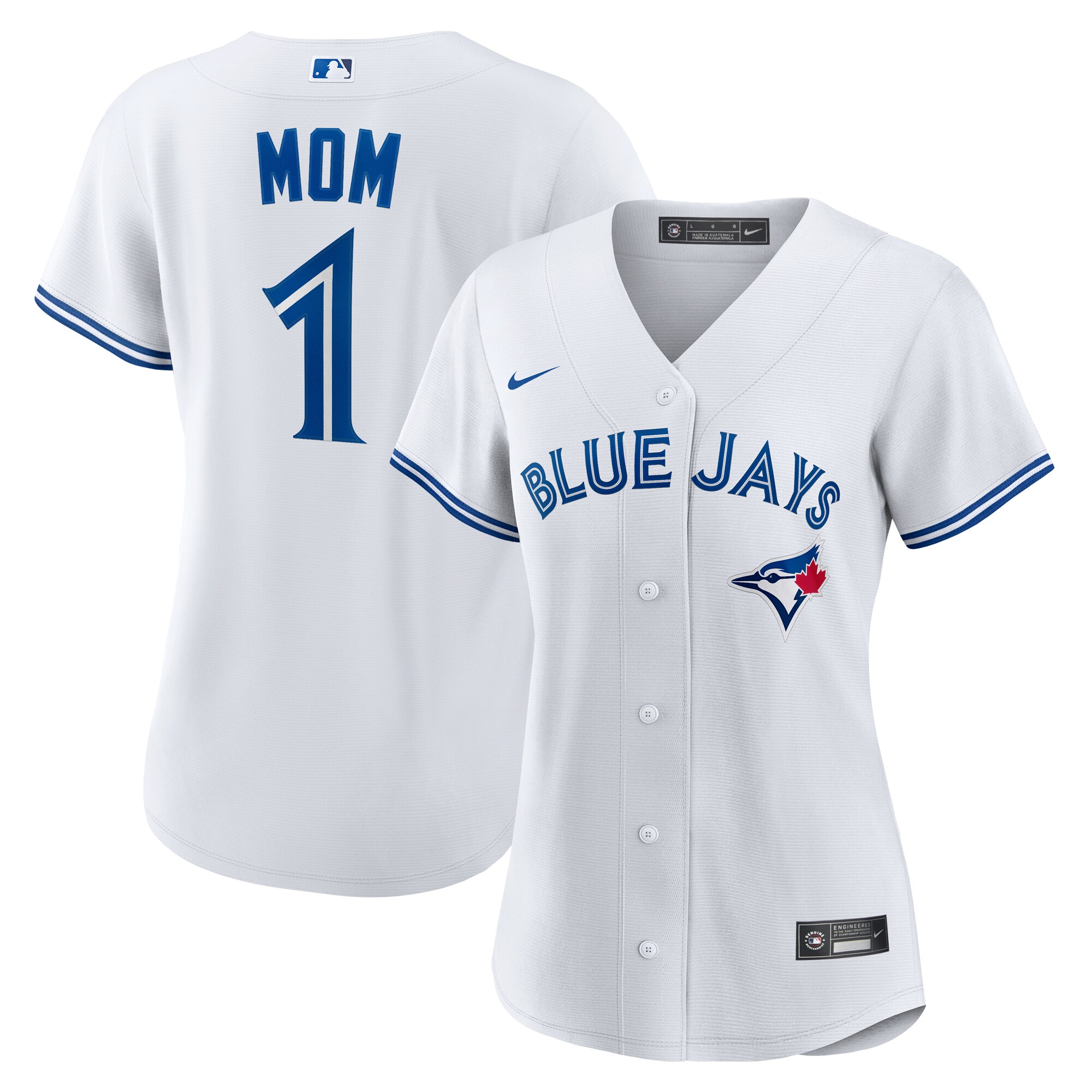 Toronto Blue Jays White #1 Mom Home MLB Jersey Women's