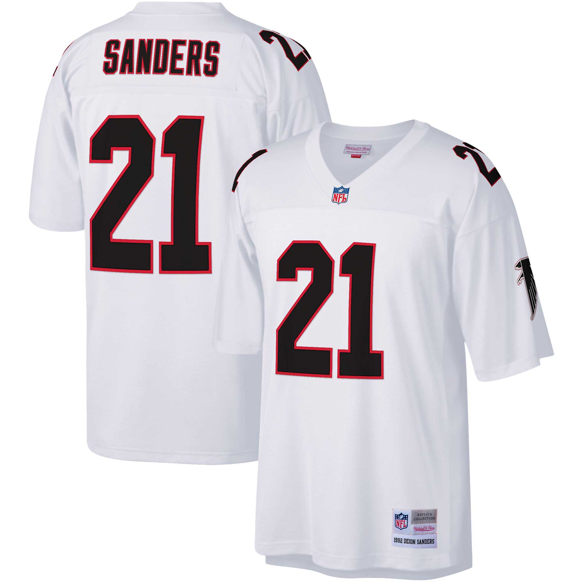 Atlanta Falcons Deion Sanders Mitchell Ness White Big Tall 1992 Retired Player NFL Jersey Men's
