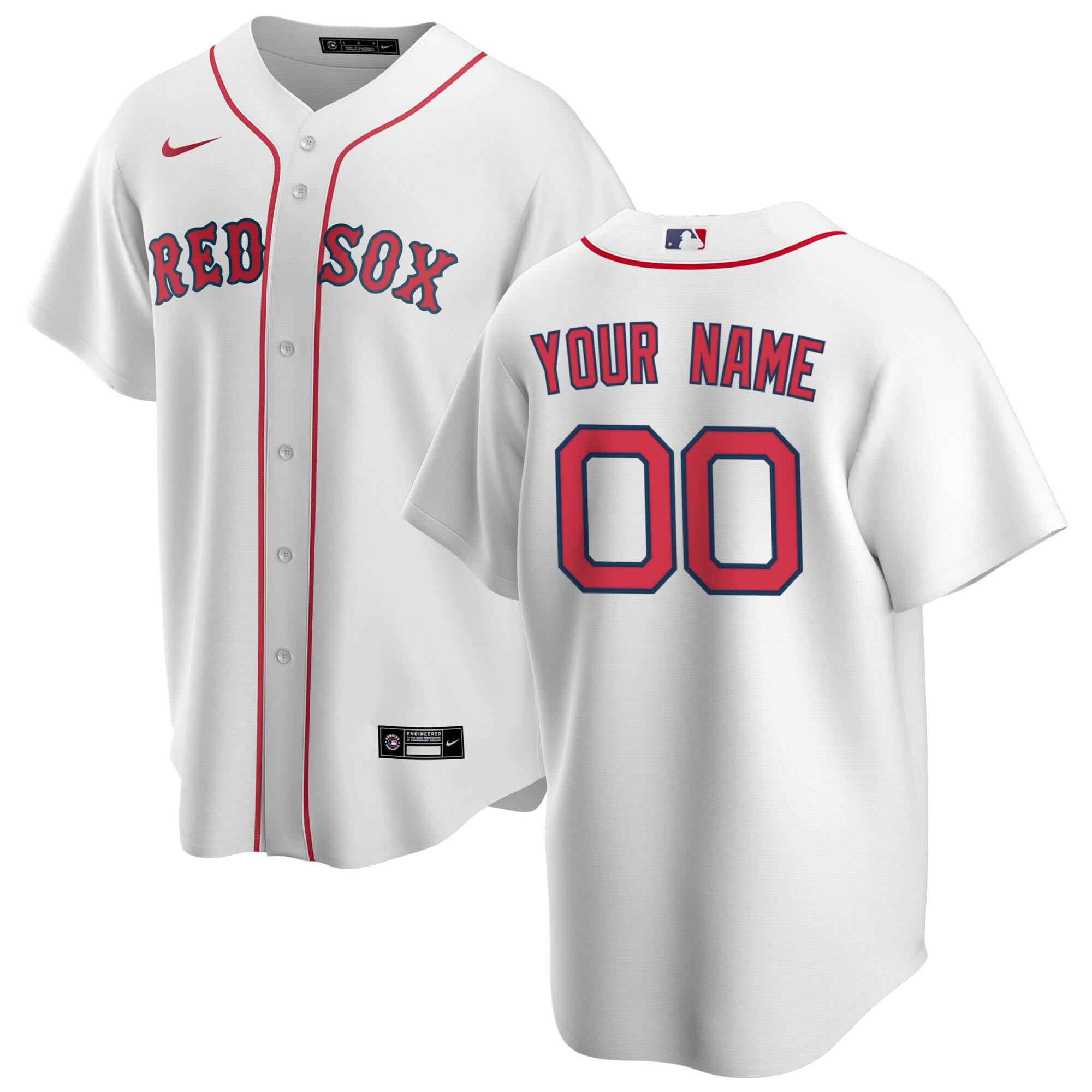 Boston Red Sox White Home Custom MLB Jersey Men's