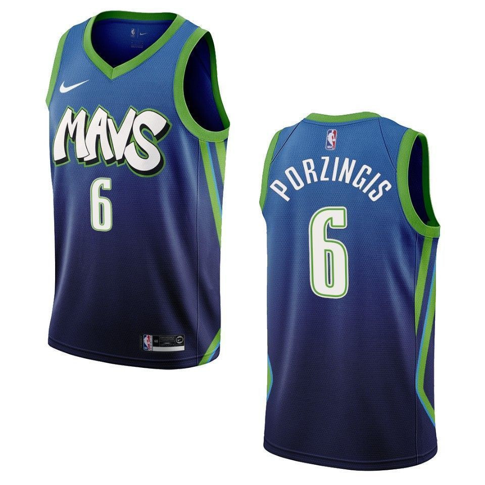 Dallas Mavericks 6 Kristaps Porzingis City Edition Swingman Blue NBA Jersey Men's