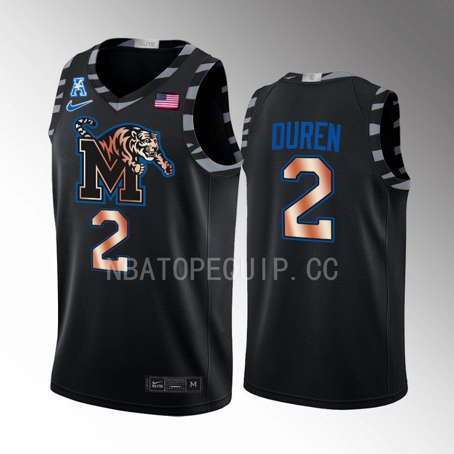 Jalen Duren 2 Memphis Tigers Black Copper College NCAA Jersey Men's