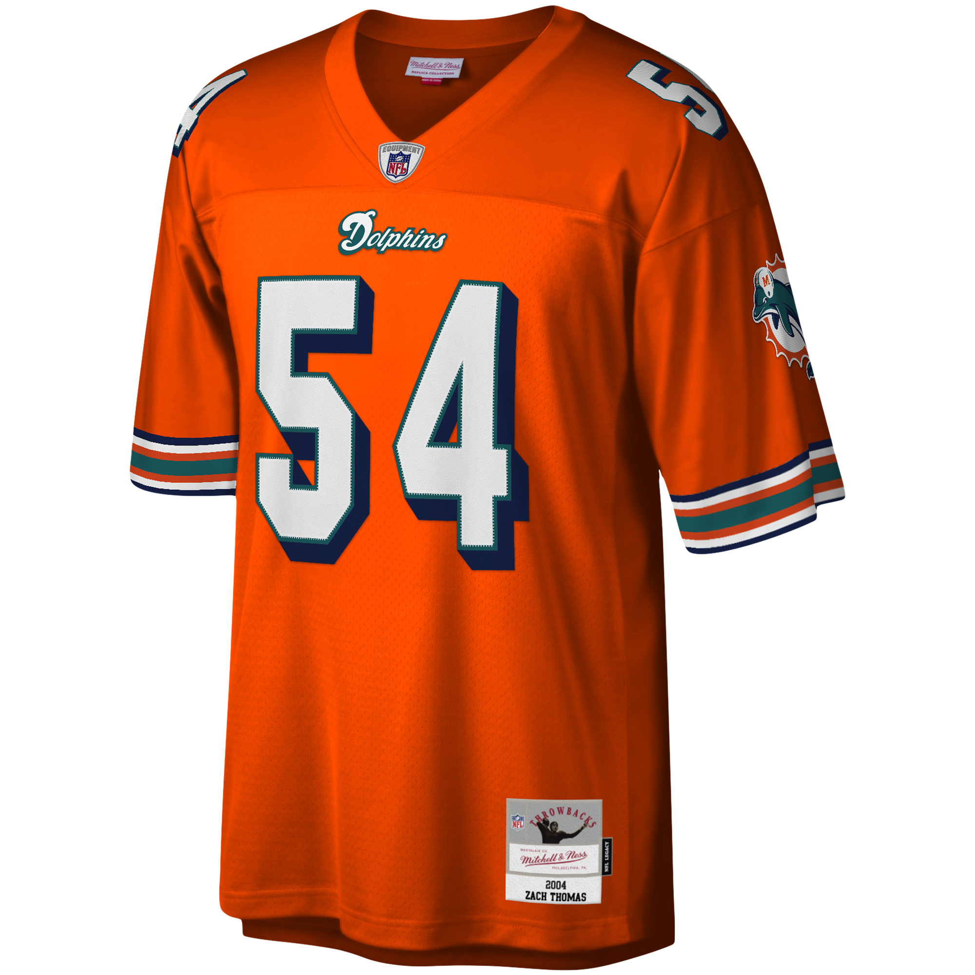 Miami Dolphins Zach Thomas Mitchell Ness Orange Legacy NFL Jersey Men's