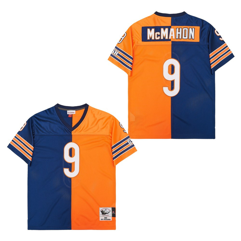 Jim McMahon 9 Chicago Bears Two-Toned Retro Throwback Orange/Navy NFL Jersey Men's
