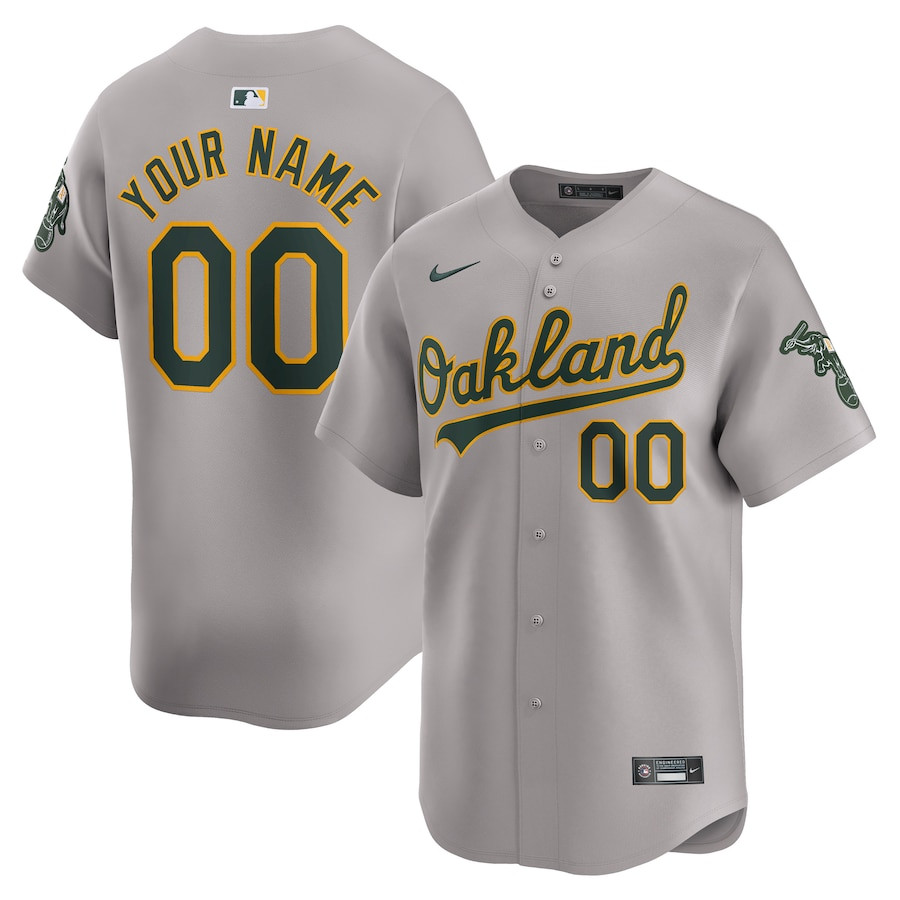 Oakland Athletics Away Limited Custom Gray MLB Jersey Men's