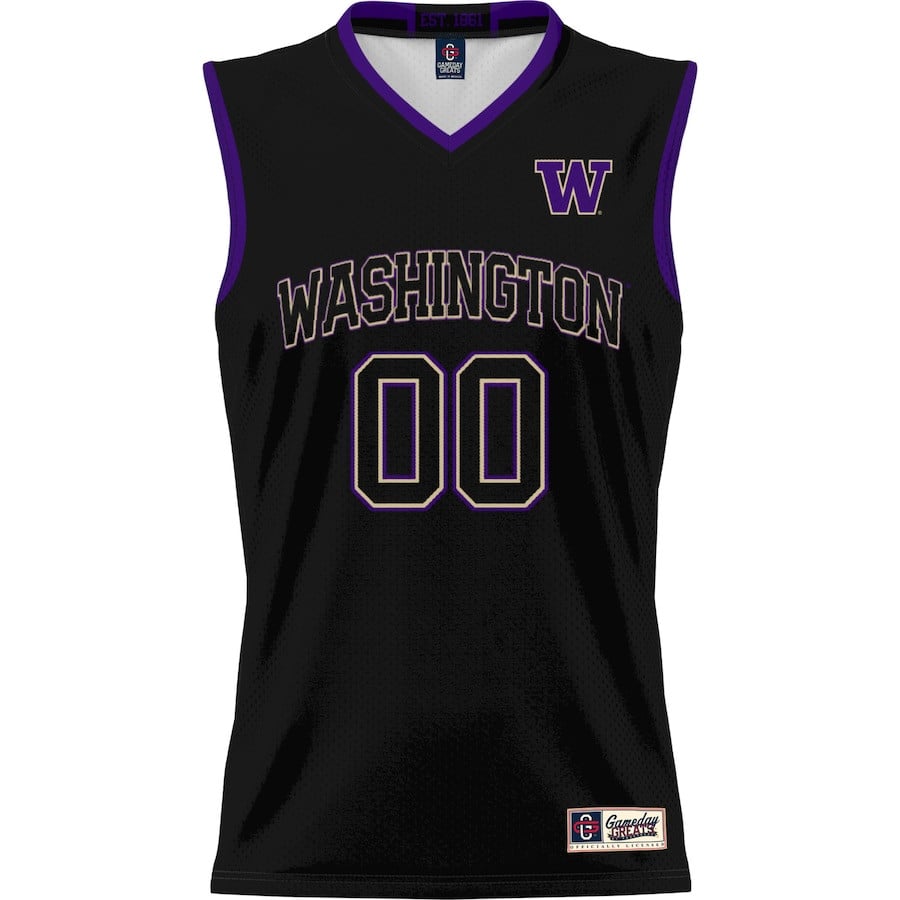 Washington Huskies NIL Custom Black NCAA Jersey Men's