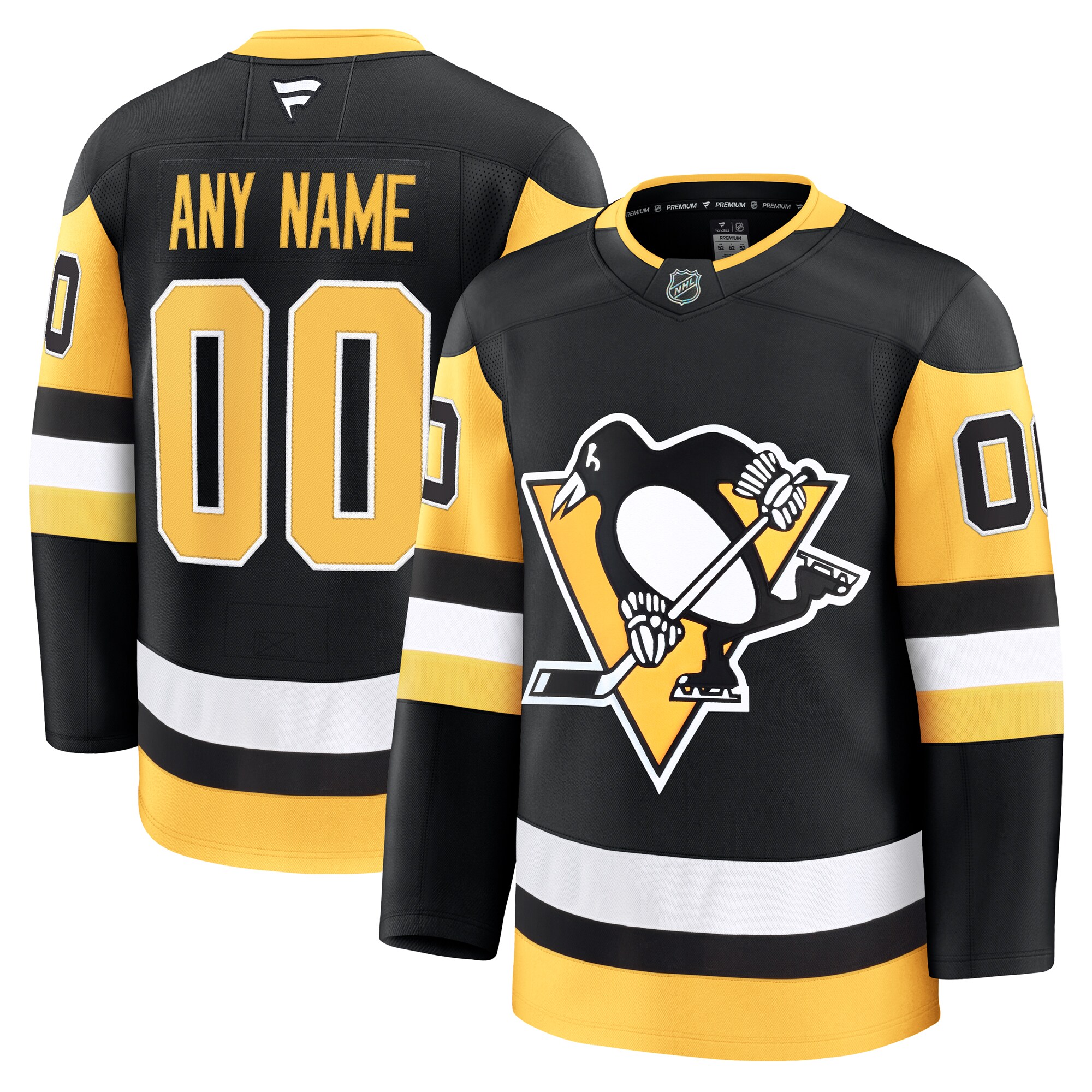 Pittsburgh Penguins Black Home Premium Custom NHL Jersey Men's