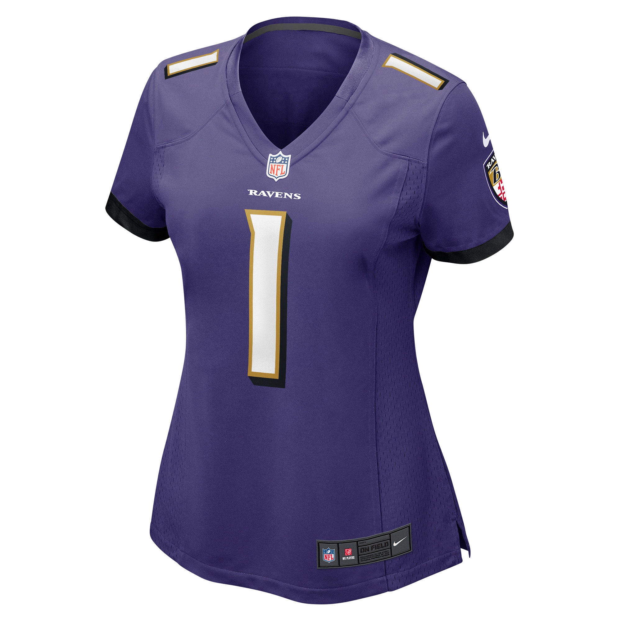 Baltimore Ravens Number 1 Bride Purple Game NFL Jersey Women's