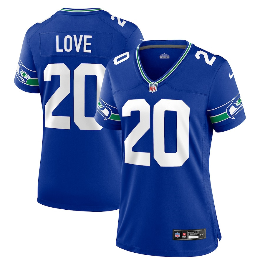Julian Love 20 Seattle Seahawks Throwback Player Game Royal NFL Jersey Women's