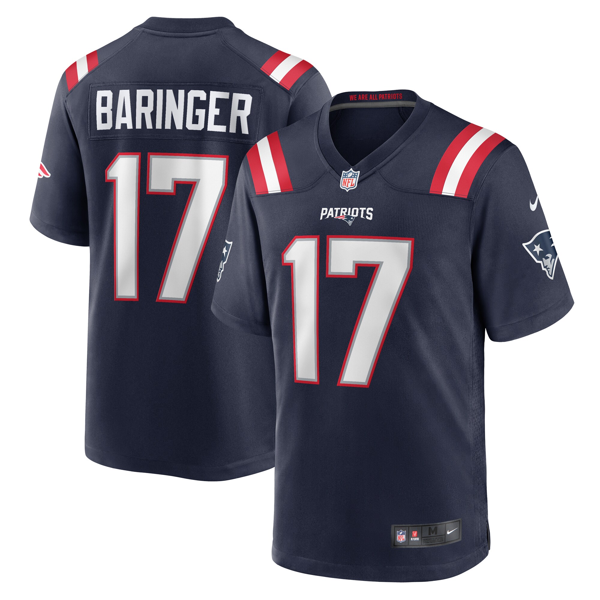New England Patriots Bryce Baringer Navy Team Game NFL Jersey Men's