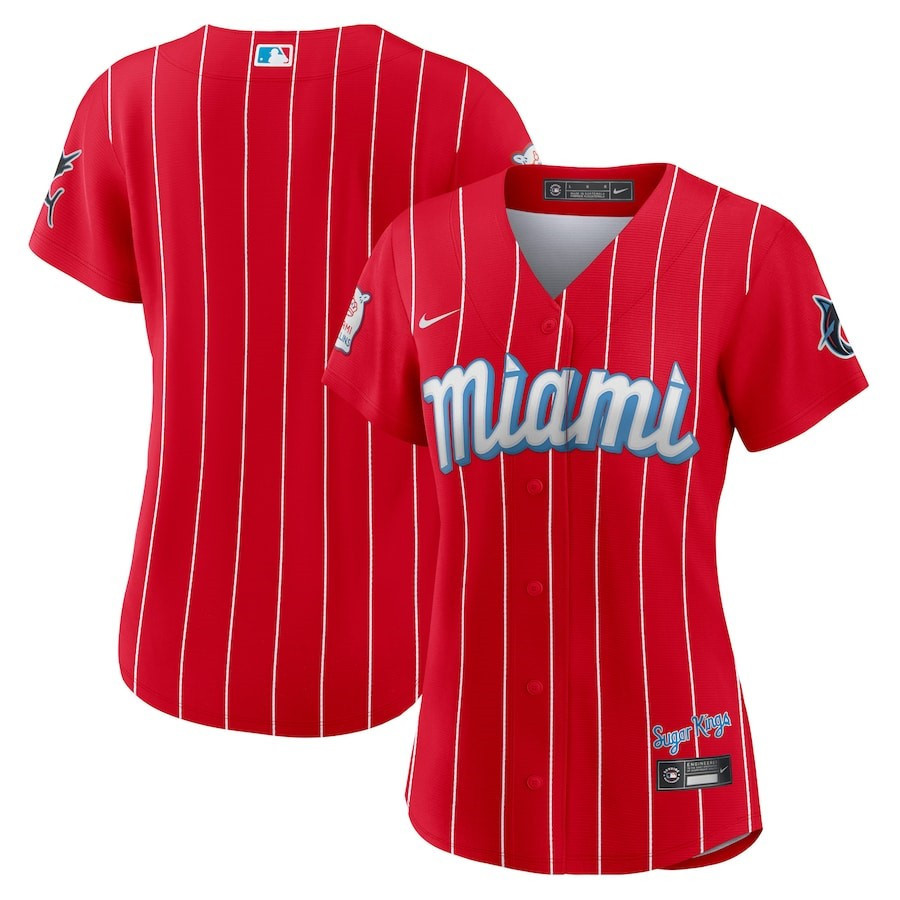 Miami Marlins City Connect Red MLB Jersey Women's