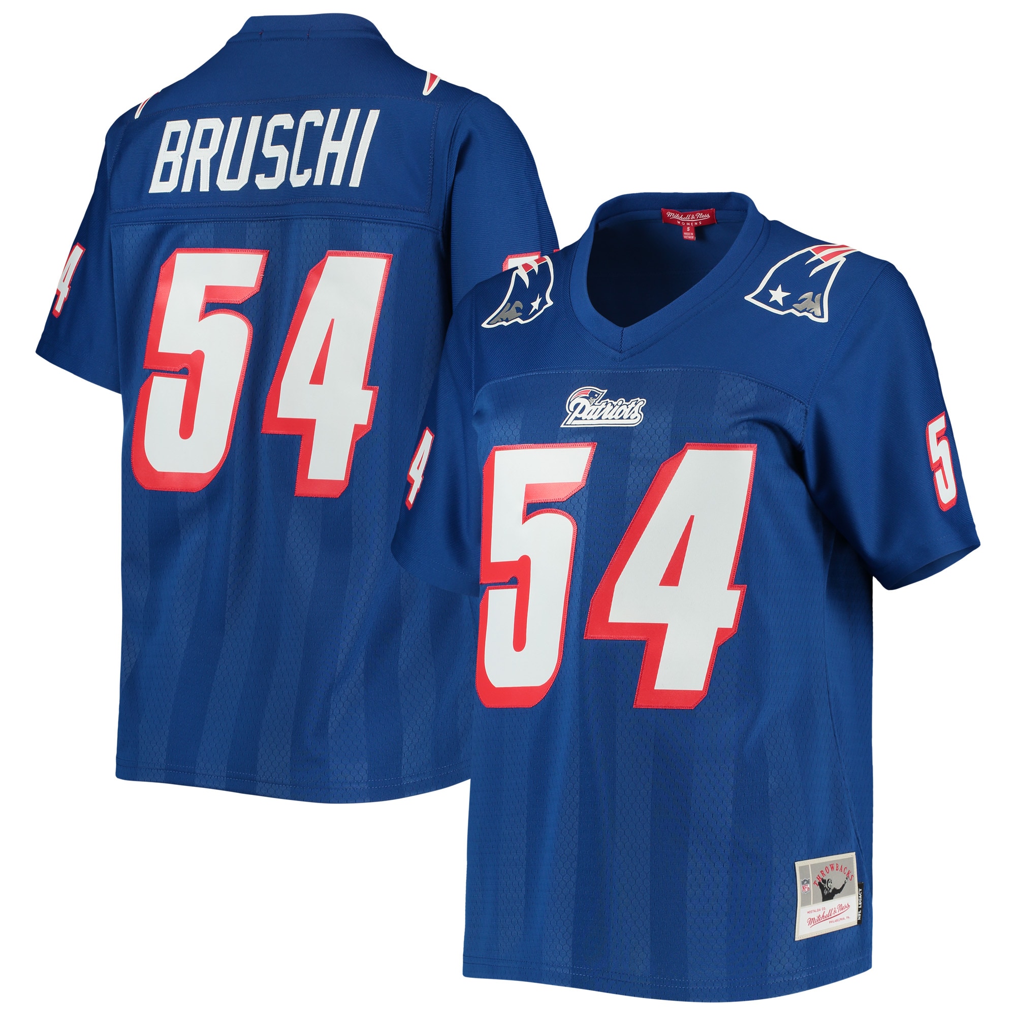 New England Patriots Tedy Bruschi Mitchell Ness Royal Legacy Player NFL Jersey Women's