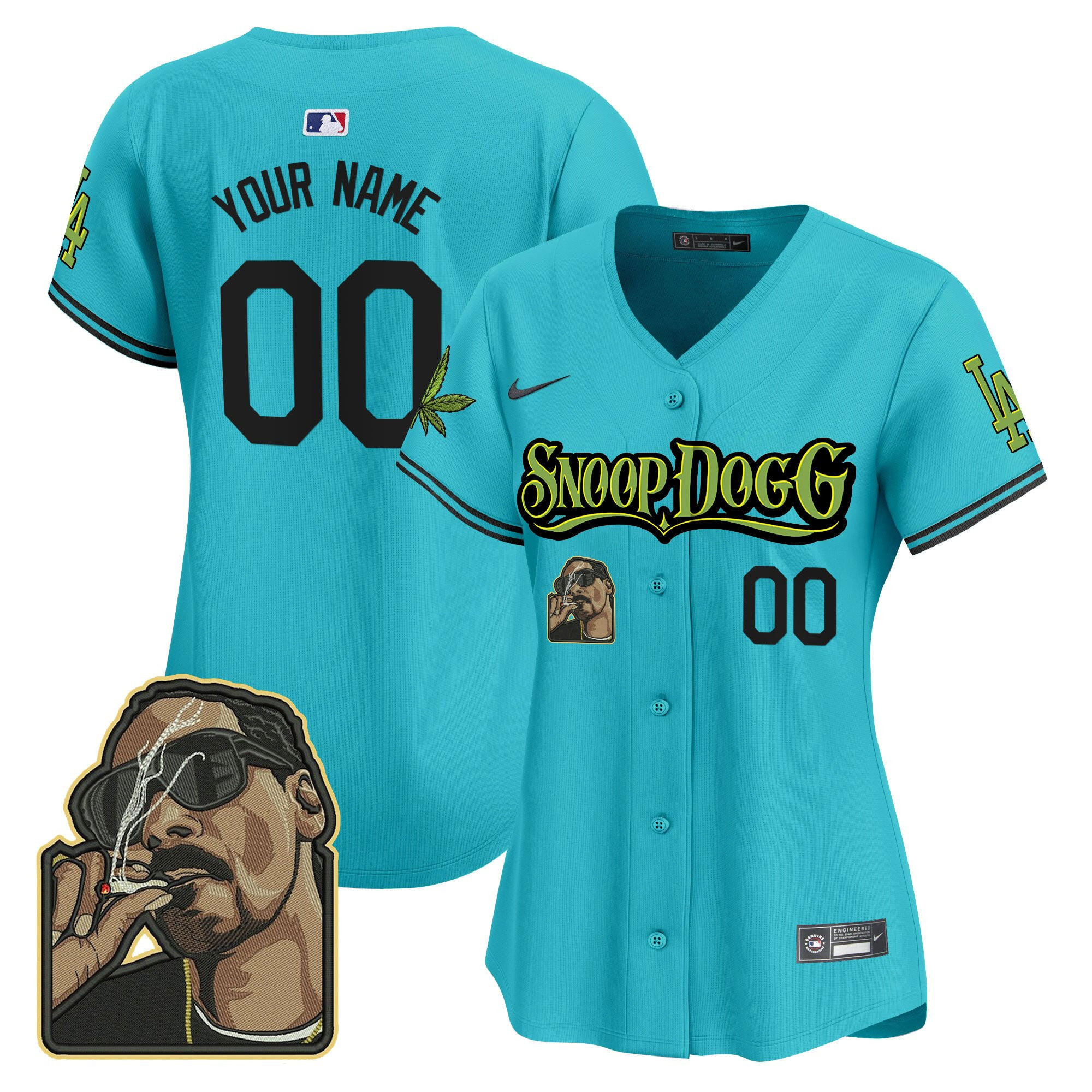 Los Angeles Dodgers Snoop Dogg Custom Aqua MLB Jersey Women's