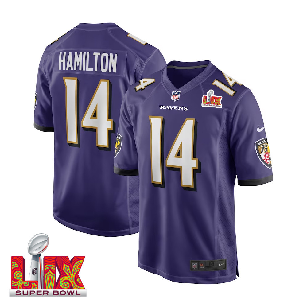 Kyle Hamilton #14 Baltimore Ravens Super Bowl LIX Purple NFL Jersey Men's