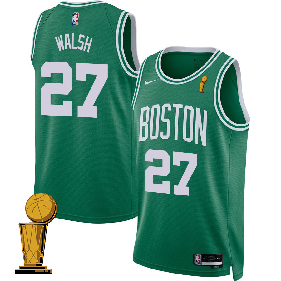 Jordan Walsh 27 Boston Celtics 2024 FINALS CHAMPIONS Icon Edition Kelly Green NBA Jersey Men's