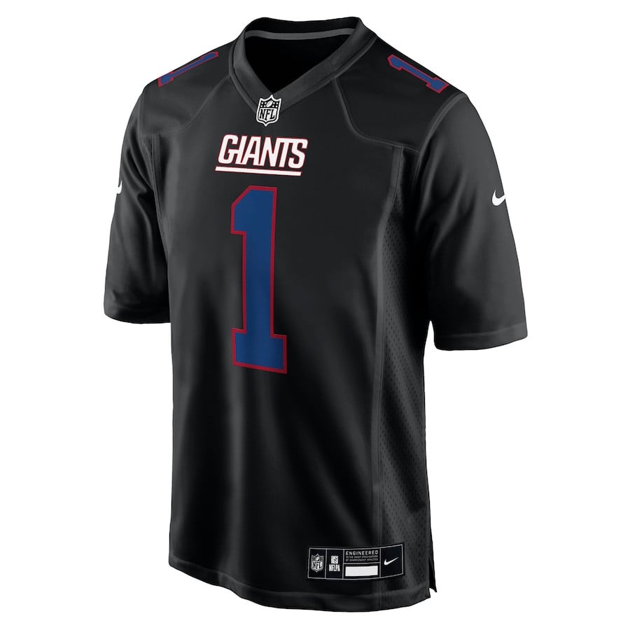 Malik Nabers 1 New York Giants Fashion Carbon Black NFL Jersey Men's