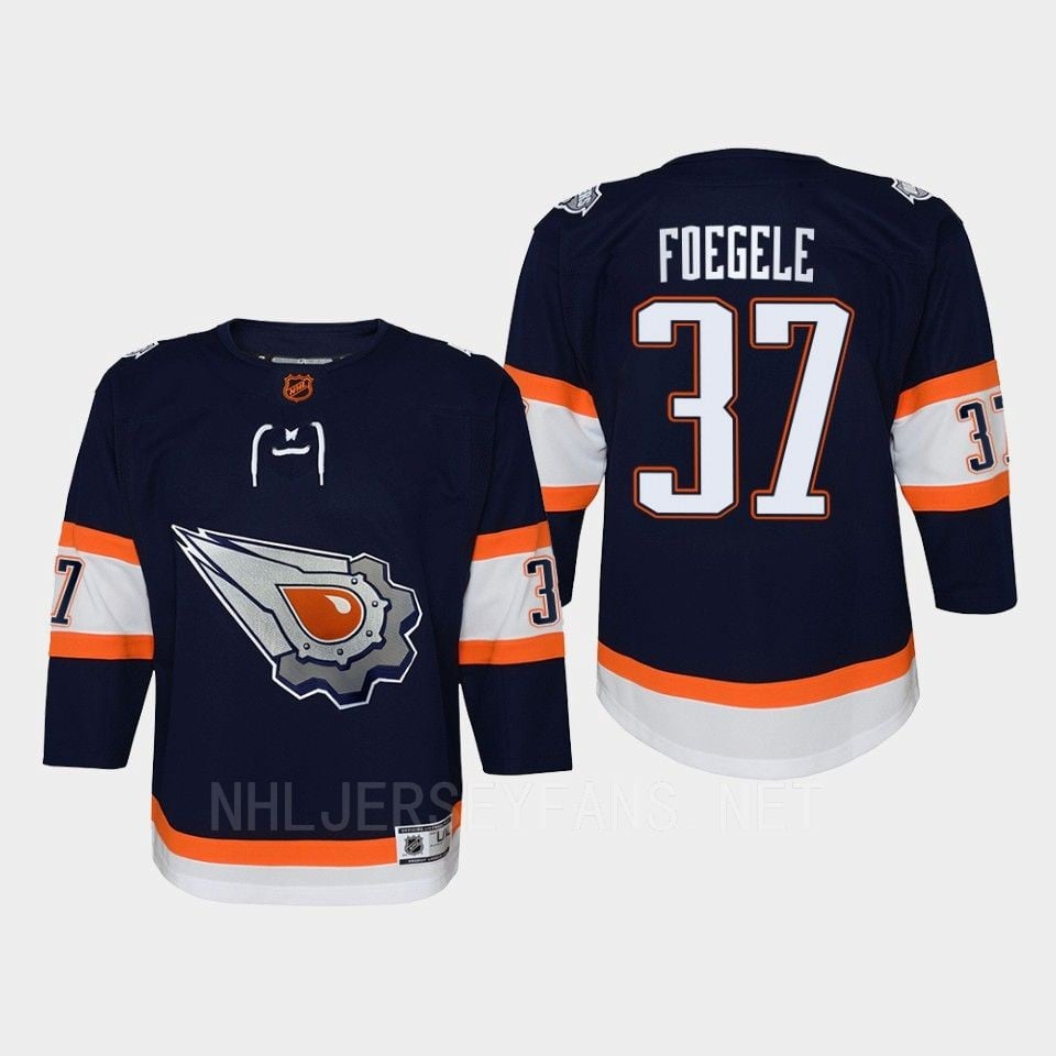 Edmonton Oilers Warren Foegele 37 Special Edition 2.0 Retro Navy NHL Jersey Youth