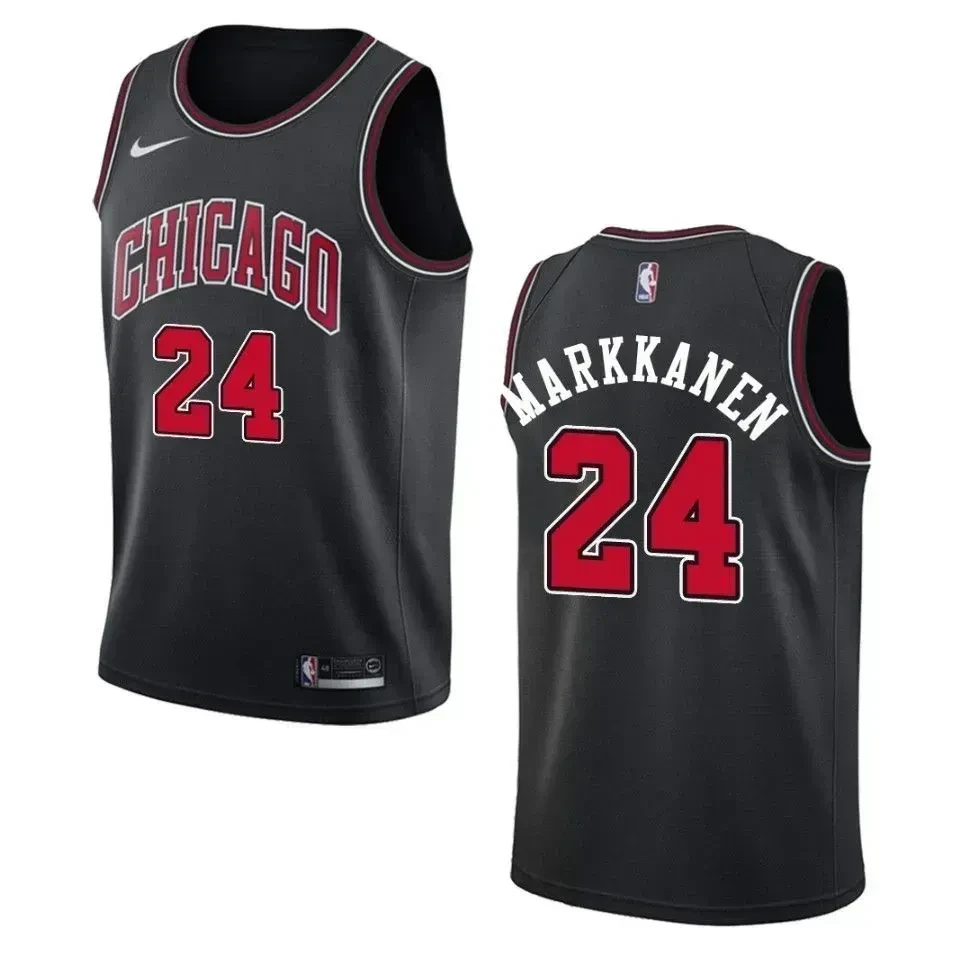 Chicago Bulls 24 Lauri Markkanen Statement Swingman Black NBA Jersey Men's