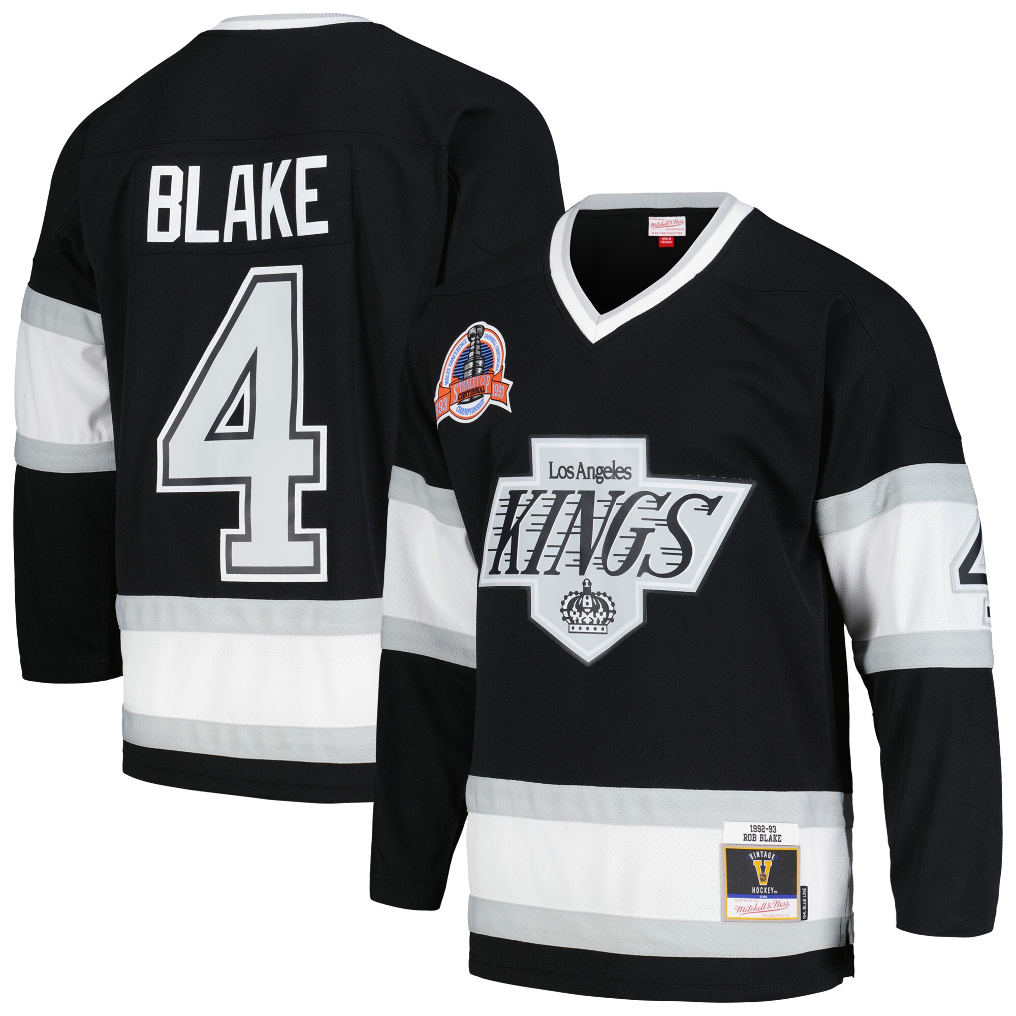 Los Angeles Kings Rob Blake Mitchell Ness Black 1992/93 Blue Line Player NHL Jersey Men's