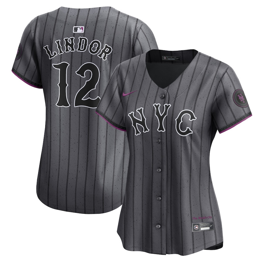 Francisco Lindor 12 New York Mets 2024 City Connect Limited Graphite MLB Jersey Women's