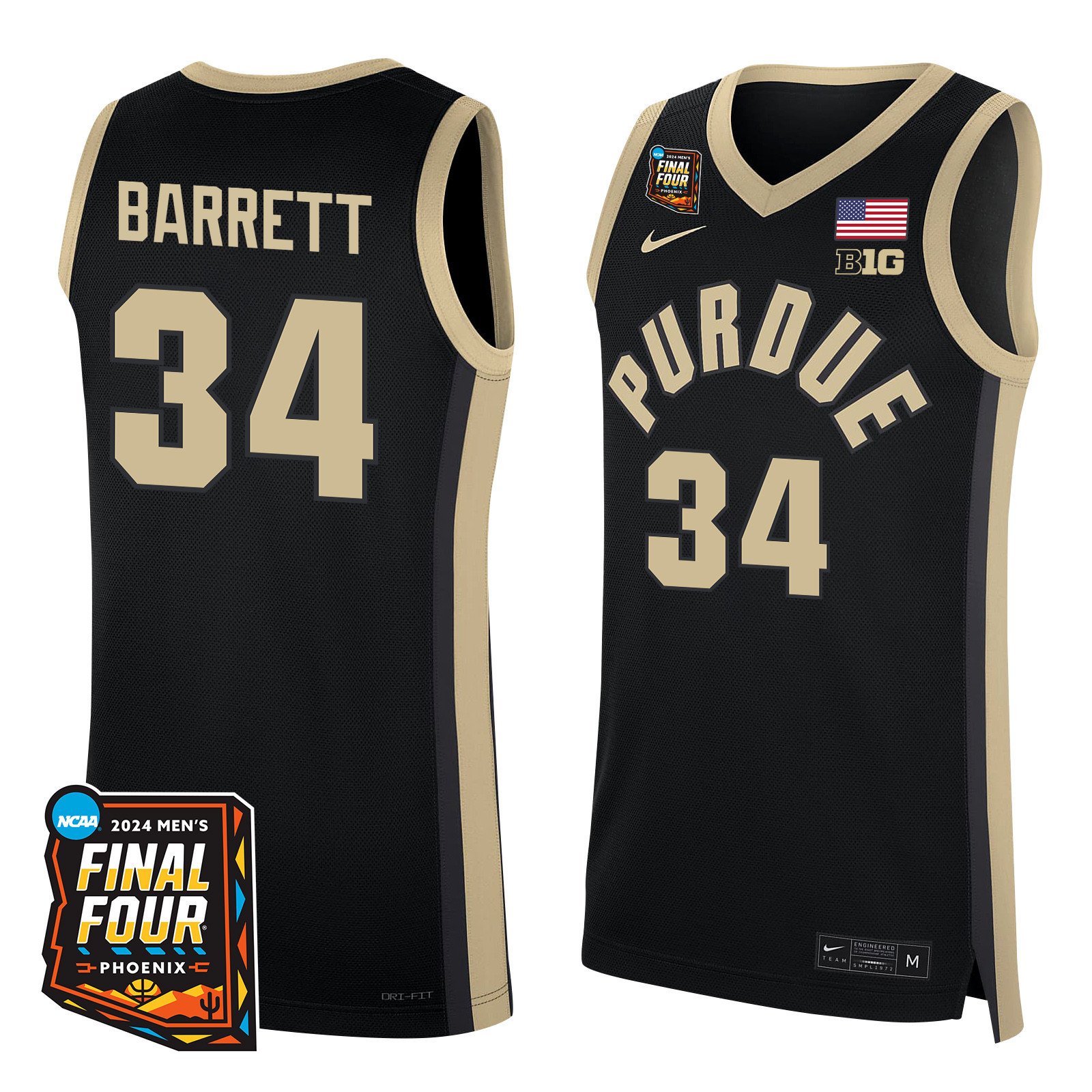 Carson Barrett 34 Purdue Boilermakers 2024 Final Four Unisex NCAA Jersey Unisex