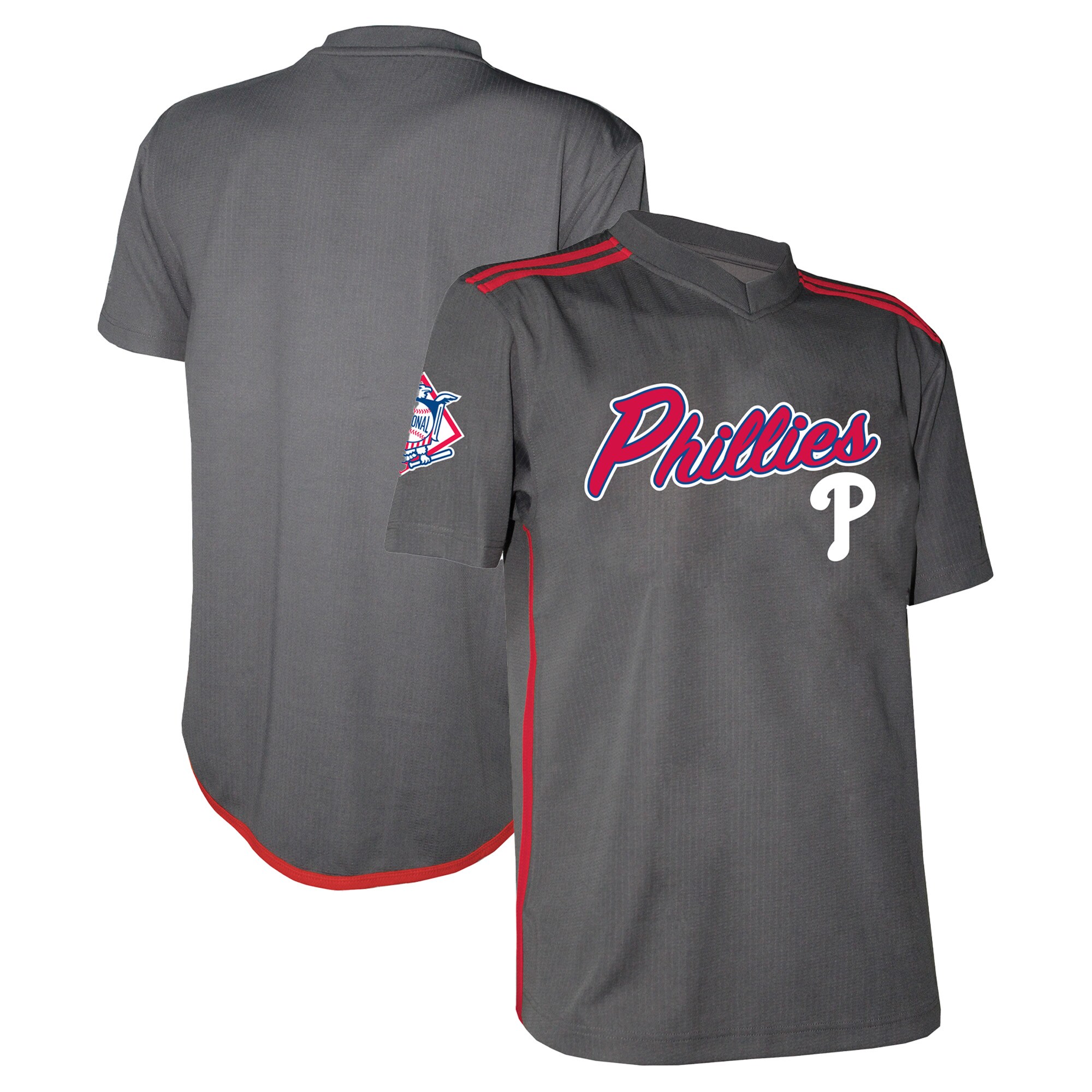 Philadelphia Phillies Stitches Charcoal Team V-Neck MLB Jersey Men's