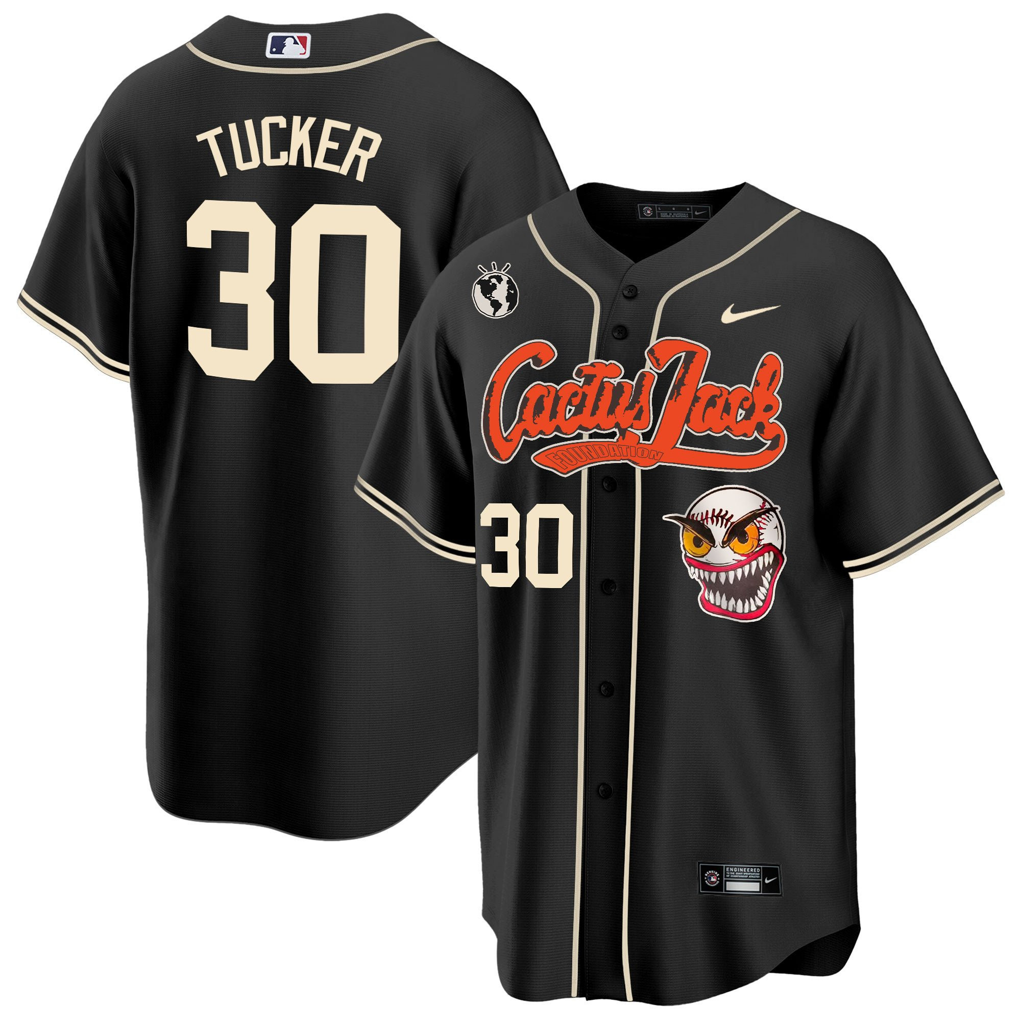 Kyle Tucker 30 Houston Astros Cactus Jack Black MLB Jersey Men's