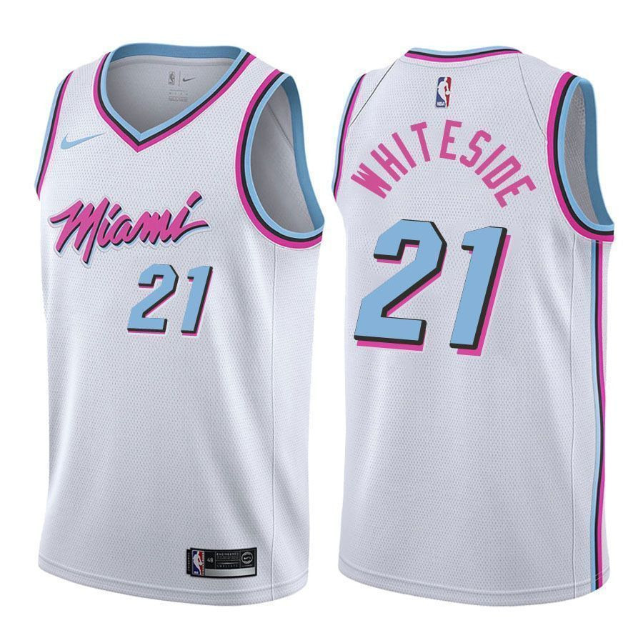 Miami Heat Hassa Whiteside 21 Swingman City Editio White NBA Jersey Men's