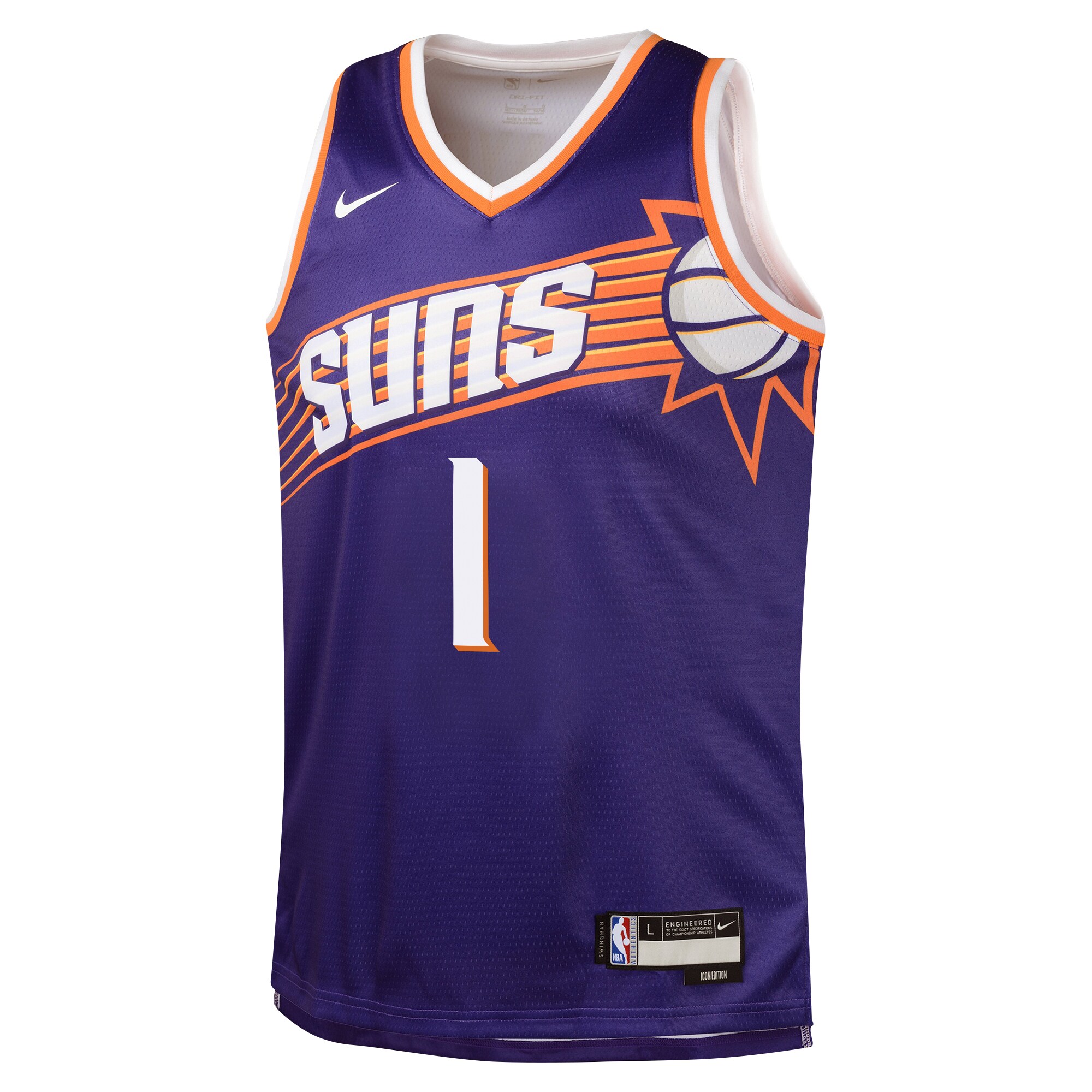 Camiseta Icon Edition Swingman de los Phoenix Suns Purpura Devin Booker Adolescentes NBA Jersey Men's