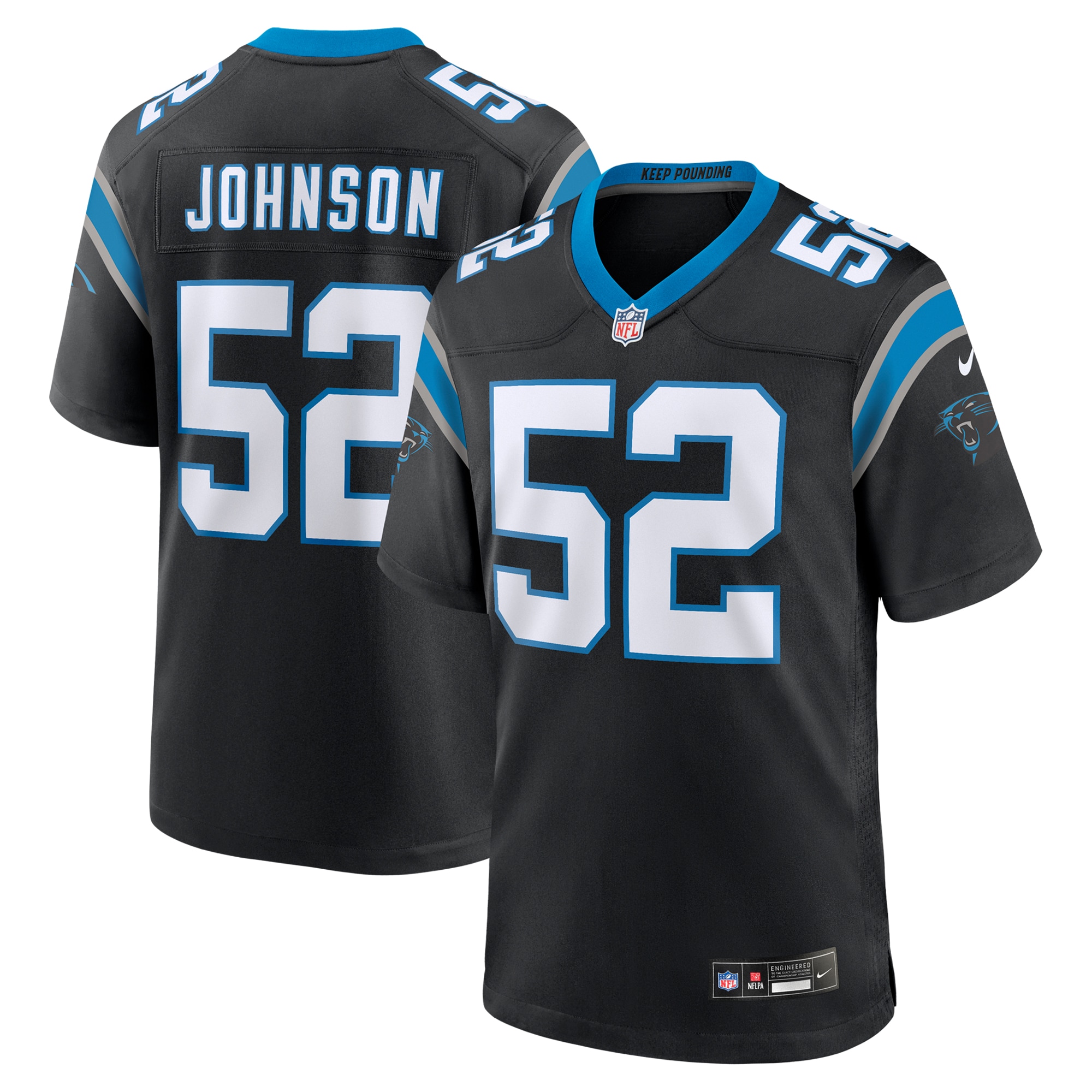 Carolina Panthers DJ Johnson Black Game NFL Jersey Men's