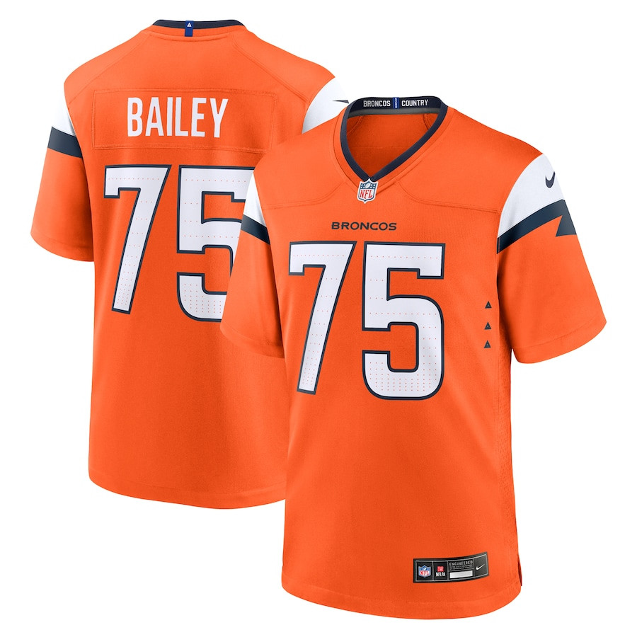Quinn Bailey 75 Denver Broncos Team Game Orange NFL Jersey Men's