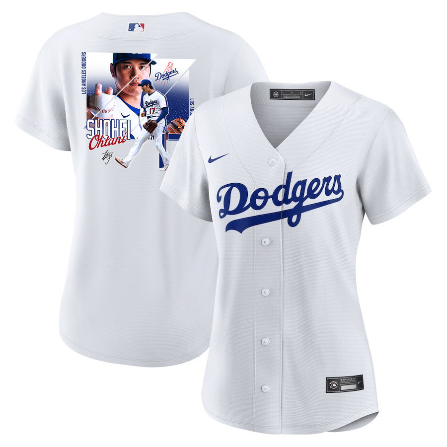 Shohei Ohtani 17 Los Angeles Dodgers Signed Greatest Sho On Earth Home White MLB Jersey Women's