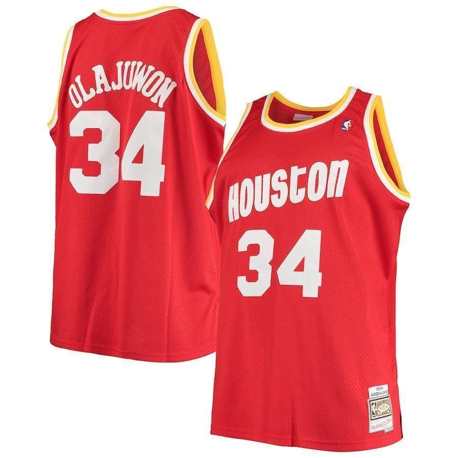 Hakeem Olajuwon Houston Rockets Mitchell Ness Big Tall Hardwood Classics Red NBA Jersey Men's