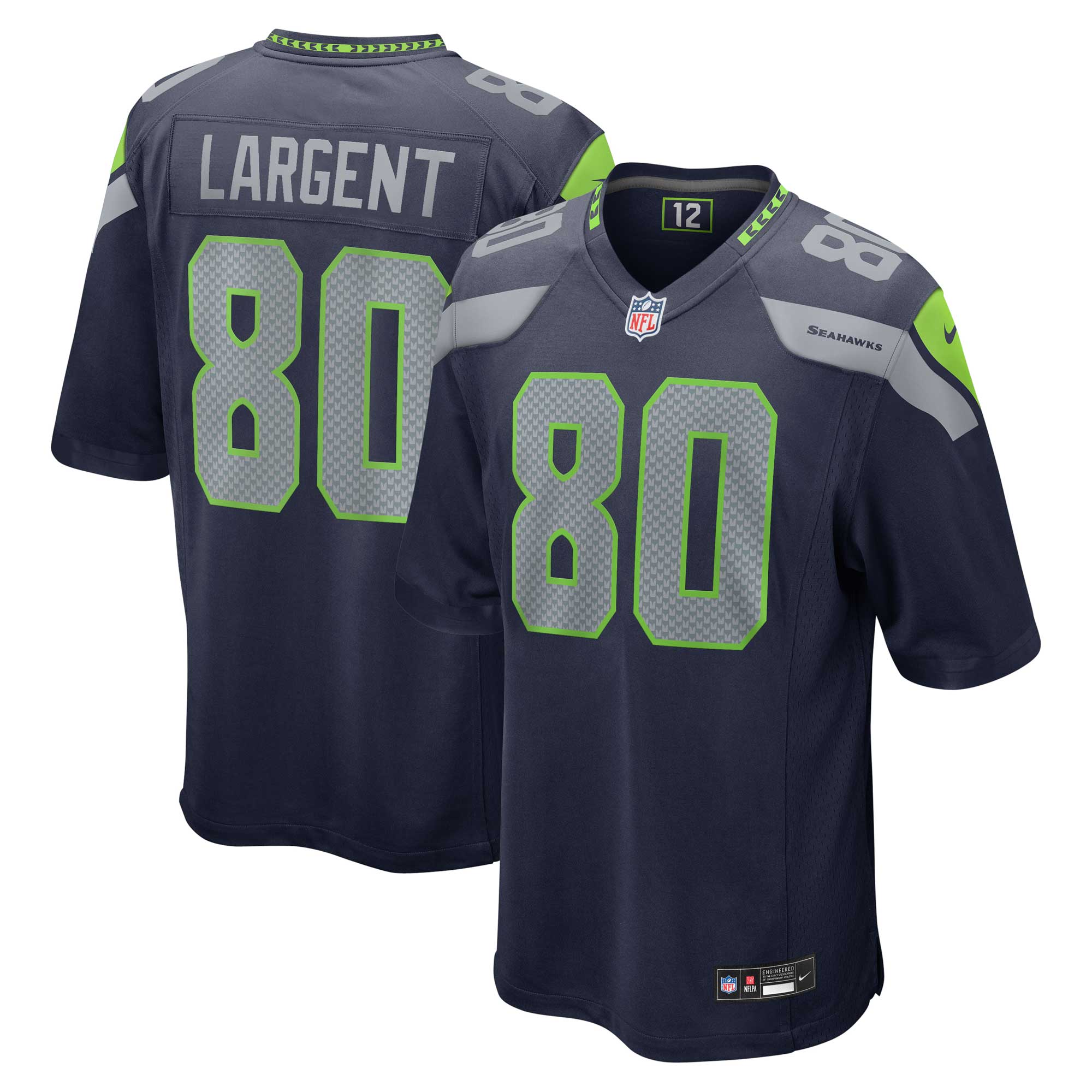 Seattle Seahawks Steve Largent College Navy Retired Player Game NFL Jersey Men's