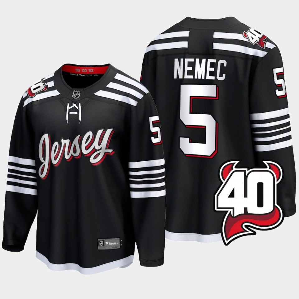 Simon Nemec 5 New Jersey Devils Alternate 40th Anniversary Black NHL Jersey Men's