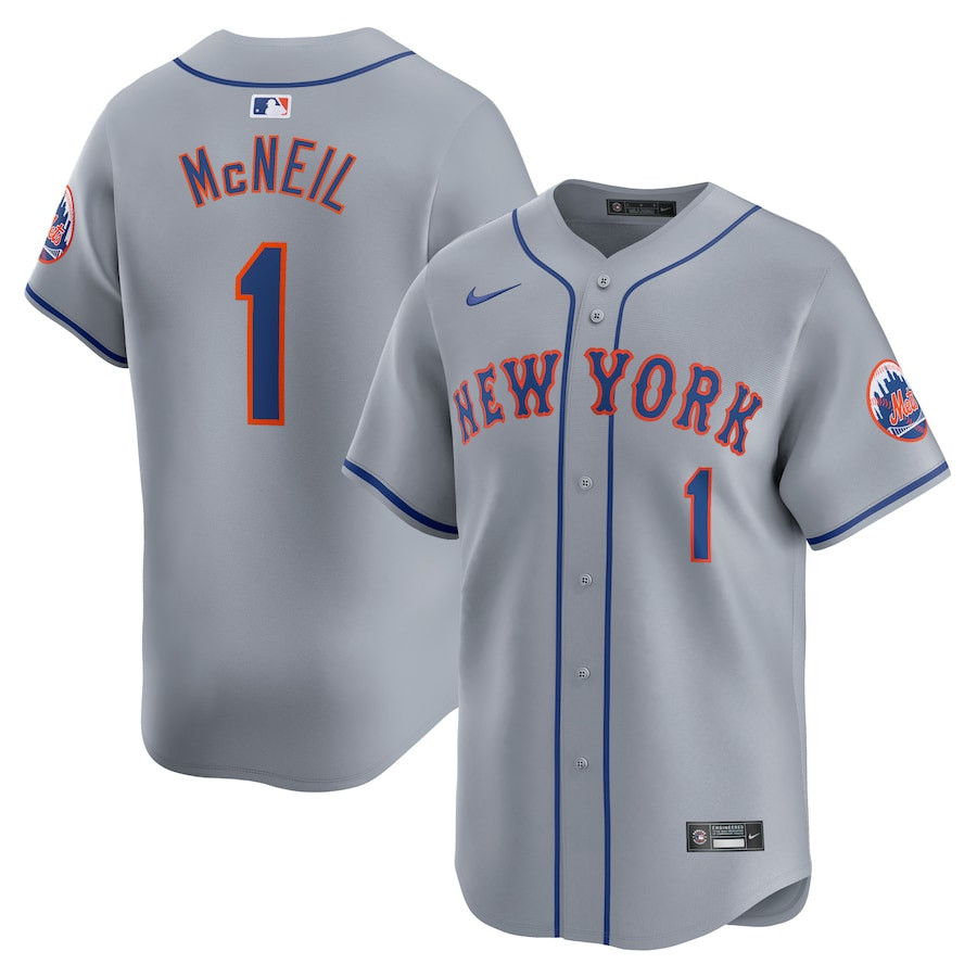 Jeff McNeil 1 New York Mets Away Limited Player Gray MLB Jersey Men's