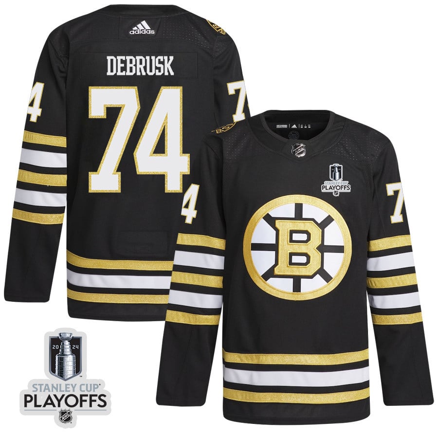 Jake DeBrusk 74 Boston Bruins 2024 Playoffs Patch Home Black NHL Jersey Men's