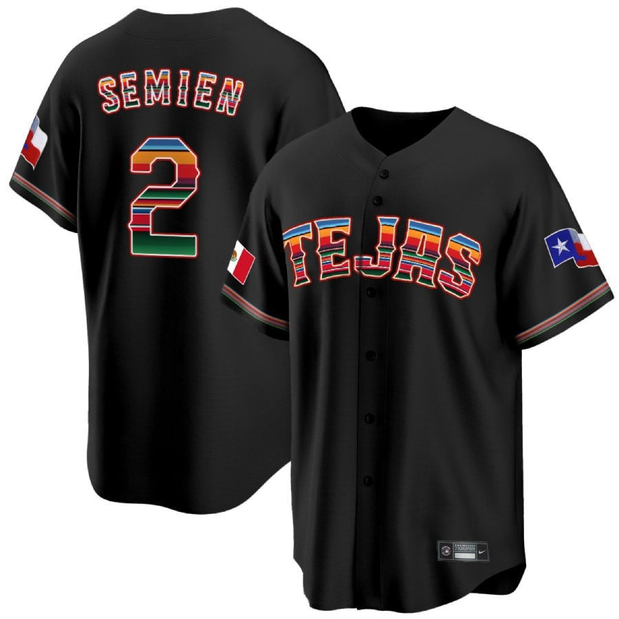 Marcus Semien 2 Texas Rangers Mexican Collection Black MLB Jersey Men's