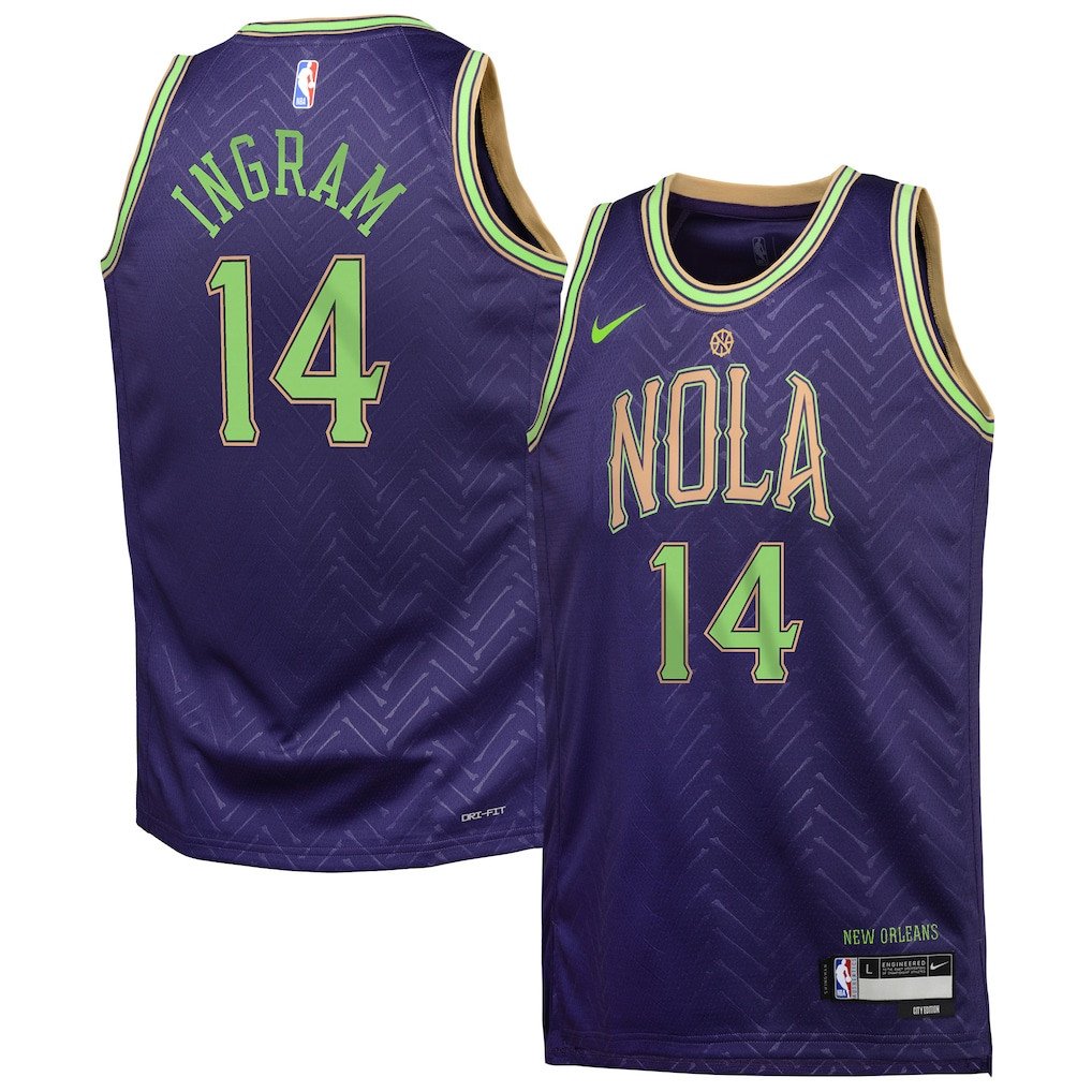 Brandon Ingram 14 New Orleans Pelicans 2024/25 Swingman Playe City Edition Purple NBA Jersey Youth